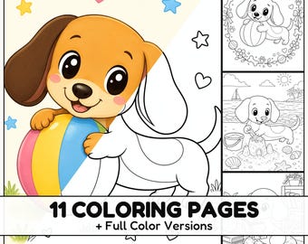 Dachshund Puppy Coloring Pages with Full Color References for Kids and Dog Lovers