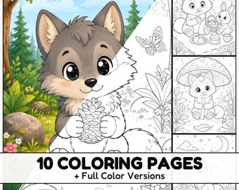 Wolf Pup Adventures Coloring Pages with Full Color References for Kids