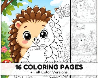 Hedgehog Adventures Coloring Pages with Full Color References for Kids and Woodland Animal Lovers
