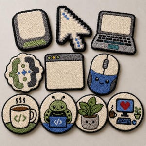 10 Moldes para Porta-Copos de Programador – PDF Imprimível / Bordado com Agulha Mágica / Moldes para Tufting