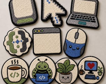 10 Programmer Coaster Patterns – Printable PDF / Punch Needle / Tufting Templates