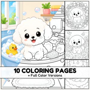 Bichon Frise Coloring Pages with Full Color References for Kids and Dog Lovers
