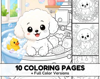 Bichon Frise Coloring Pages with Full Color References for Kids and Dog Lovers