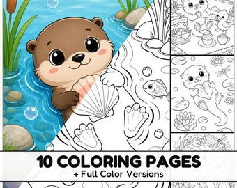 Otter Adventures Coloring Pages with Full Color References for Kids and Animal Lovers