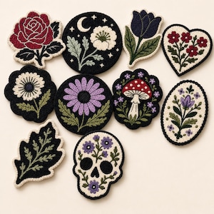 10 Gothic Floral-Skull Coaster Patterns – Printable PDF / Punch Needle / Tufting Templates