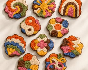 10 Groovy Blob Coaster Patterns – Printable PDF / Punch Needle / Tufting Templates