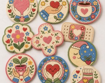 10 Nurse Gift Coaster Patterns – Printable PDF / Punch Needle / Tufting Templates
