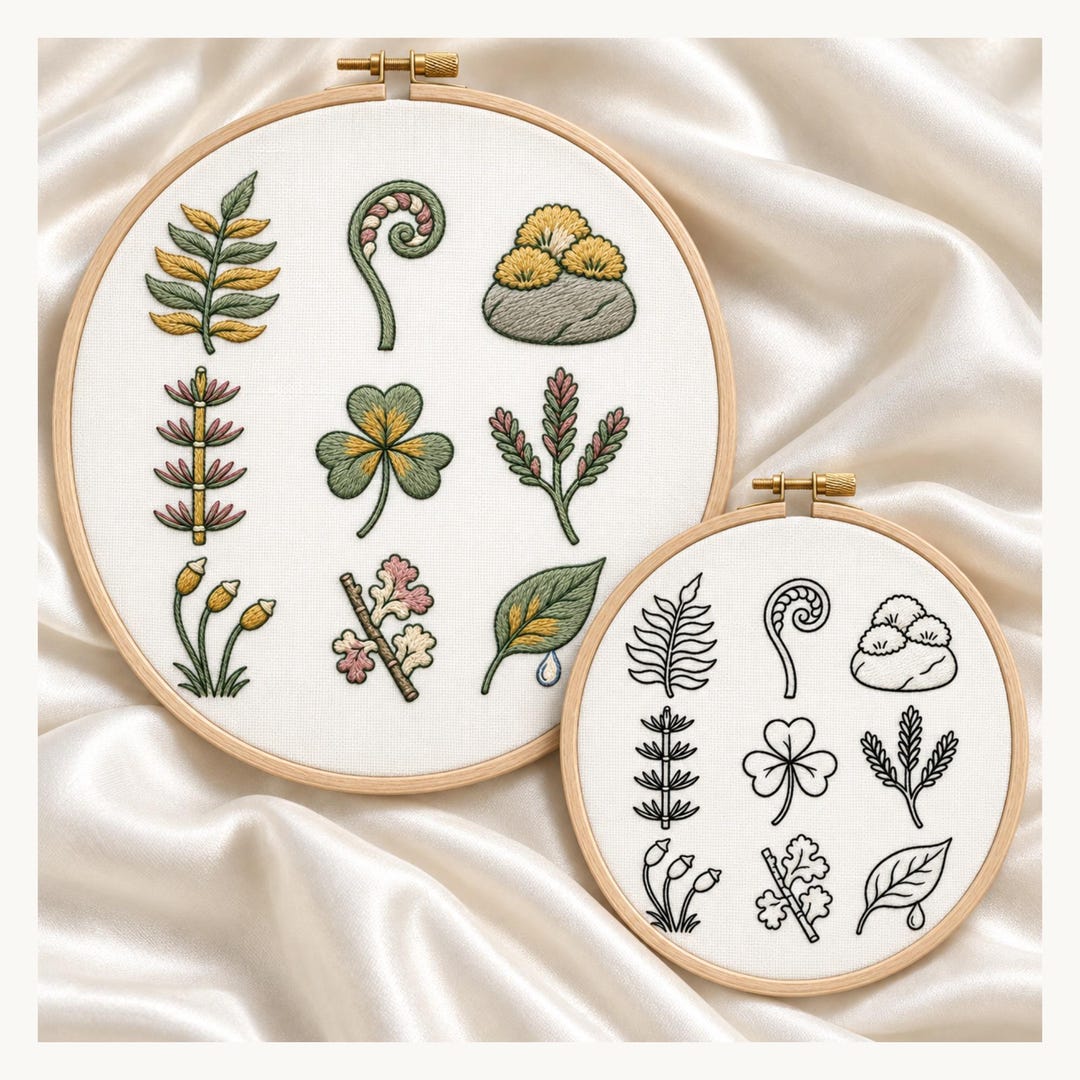 Fern and Moss Hand Embroidery Patterns, Easy Mini Embroidery Designs ...