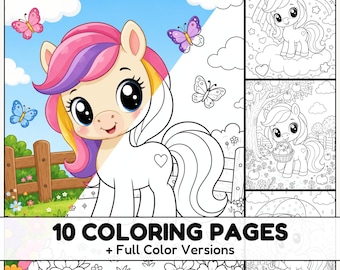 Little Pony Coloring Pages with Full Color References for Kids and Horse Lovers