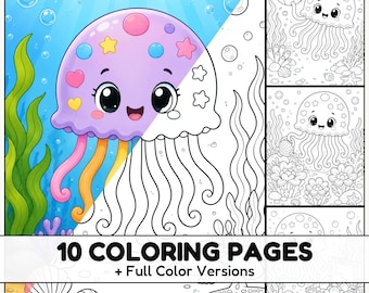 Jellyfish Adventures Coloring Pages with Full Color References for Kids and Ocean Lovers