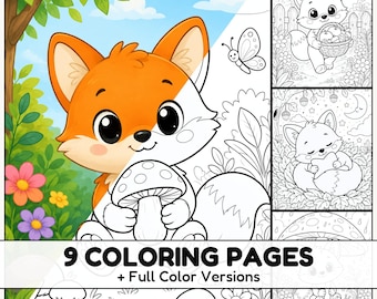 Fox Adventures Coloring Pages with Full Color References for Kids and Woodland Animal Lovers