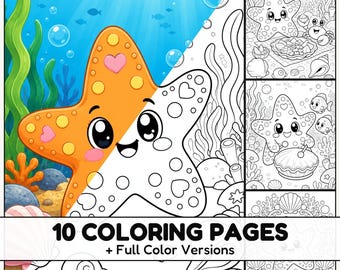 Sea Star Coloring Pages with Full Color References for Kids and Ocean Lovers
