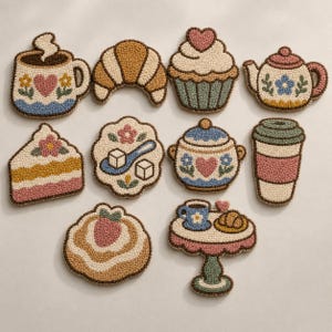 10 Cafe Coaster Patterns – Punch Needle, Tufting Templates (Printable PDF)