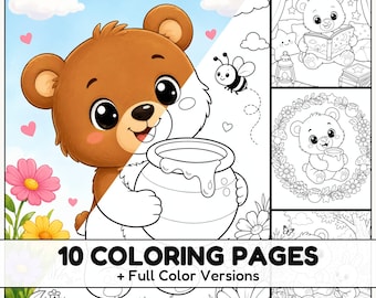 Little Bear Adventures Coloring Pages with Full Color References for Kids