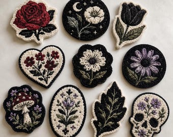 10 Moldes para Porta-Copos com Estampas Florais Góticas – PDF para Imprimir / Bordado Punch Needle / Moldes para Tufting