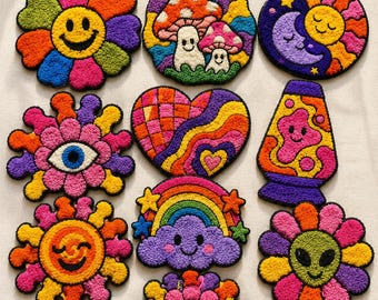 10 Psychedelic Coaster Patterns Printable PDF / Punch Needle / Tufting Templates