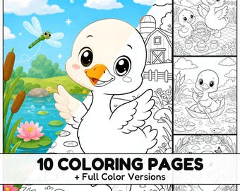 Goose Adventures Coloring Pages with Full Color References for Kids and Bird Lovers