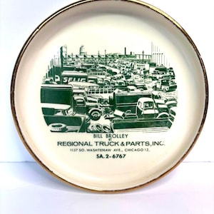 Vintage 1950s Regional Truck and Parts, Inc. Bill Brolley Chicago Plate Gold Gilded Rim