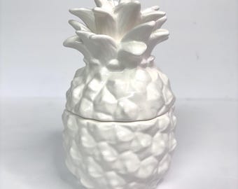 Vintage White Pineapple Candle Soy Candle Ceramic Pineapple Jar Home Decor Cottagecore Decor