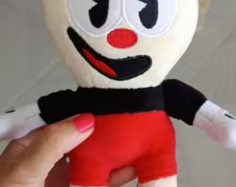 Handmade Cuphead Plush Toy – Soft Cartoon Character Doll – Gamer Gift – Cute Video Game Inspired Plushie 25cm