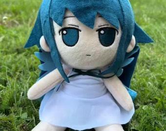 Bambola di peluche con capelli blu ispirata agli anime / Simpatico personaggio di peluche Kawaii / Peluche morbido fatto a mano, regalo / Peluche anime da collezione 20 cm