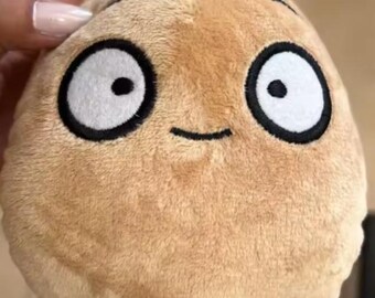 Beige Plush Keychain | Wide-Eyed Soft Stuffed Toy Charm, Bag Accessory