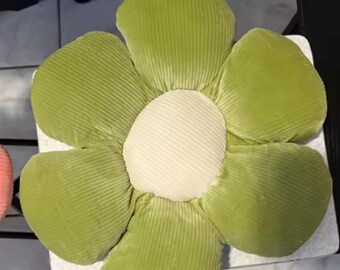 Green Flower Plush Pillow Cute Daisy Floor Cushion | Soft Floral Throw Pillow | Cottagecore Room Decor | Handmade Flower Pillow  35CM