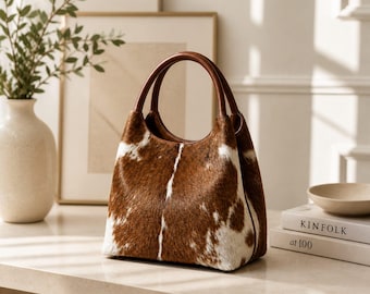 Genuine Cowhide Leather Bag | Brown Hair On Hide Handbag | Handmade Mini Tote Purse | Luxury Women Shoulder Bag | Unique Cowhide Gift