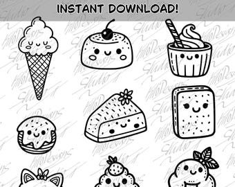 Zestaw grafik wektorowych z cukierkami – 9 ilustracji z kreskówkowymi cukierkami – Kawaii Candy Clipart – EPS SVG PNG – Natychmiastowe pobranie