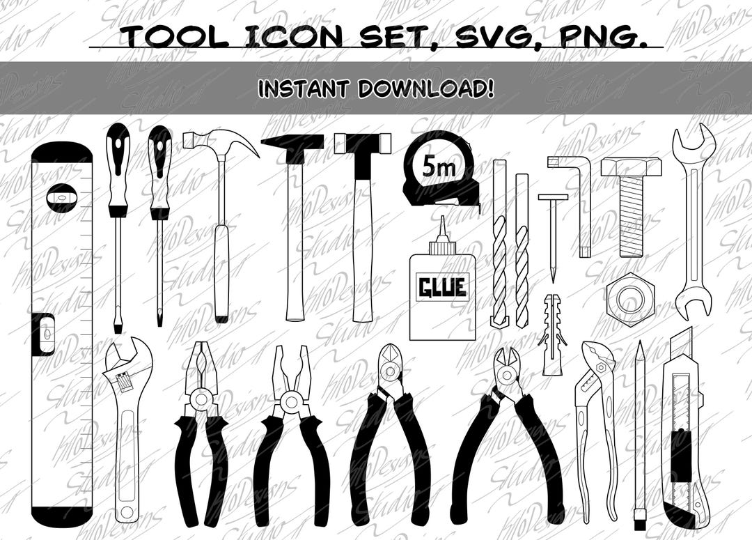 Tool Icon Set – Vector Graphics as SVG and PNG, Tool Illustrations for ...