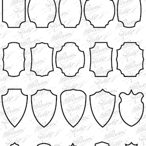 May include: A collection of black vector labels and logos in various shapes, including rectangles, ovals, and shields. The text "Vector Labels/Logos Frame Set" and "Instant Download!" are at the top.