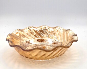 vintage Anchor Hocking Marigold souci Carnaval bol en verre 6,5 pouces motif tourbillon et losange