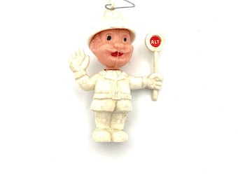 Jouet modulaire en plastique vintage de Vigile Urbano (agent de la circulation italien)