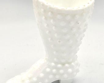 Bottines Fenton vintage en verre laiteux et clous