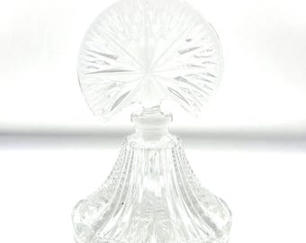 Flacon de parfum Art Déco en verre transparent - Bouchon en éventail étoile - VENDU À L'INDIVIDU