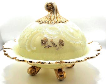 Beurrier en verre style Louis XV Northwood