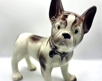 Figurine bouledogue français vintage chien terrier de Boston, porcelaine, céramique, chien