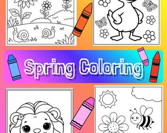 Dibujos para colorear de primavera: animales, flores, abejas (imprimibles)