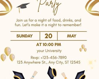 Invitación a fiesta de graduación (descarga digital)