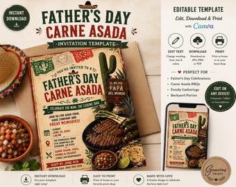 Invitación para una cena de carne asada en el Día del Padre