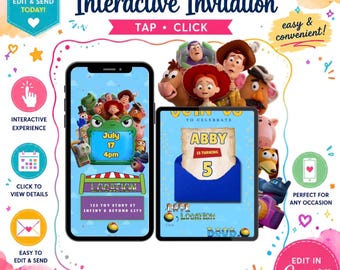 Animated digital Toy Story themed invitation