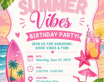 Invitación con ambiente veraniego