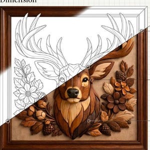 Intarsia-houtbewerkingspatroon herten, figuurzaagsjabloon, rustieke muurkunst (pdf-download)