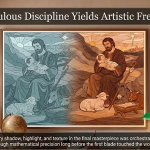 Christian Nativity Intarsia Pattern, Holy Family Scroll Saw Template (PDF Download)