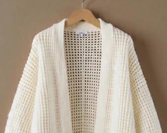 The White Cumulus Crochet Cardigan ,  Fluffy Cardigan Pattern Beginner Friendly PDF Guide
