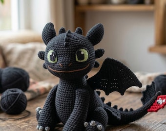 Toothless Dragon Crochet Pattern | Night Fury Amigurumi 3 PDF Guide (Beginner Friendly)