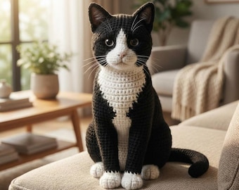 Tuxedo Cat Crochet Pattern, Beginner Amigurumi PDF Toy Tutorial