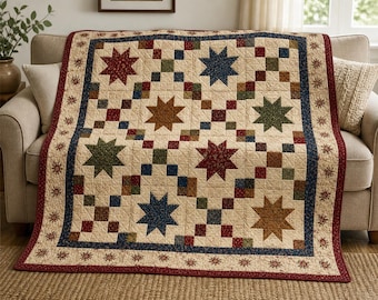 Vintage Starburst Throw Quilt PDF Guide