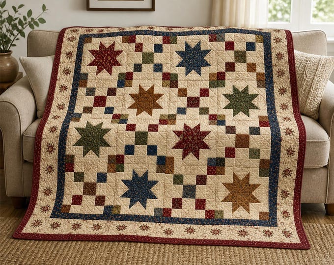 Vintage Starburst Throw Quilt PDF Guide
