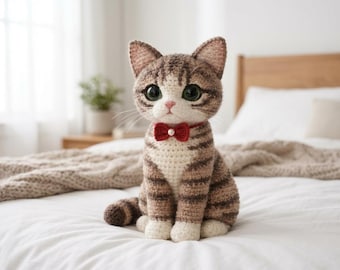 Realistic Tabby Cat Crochet Pattern, Amigurumi Kitten PDF Tutorial (Beginner Friendly)
